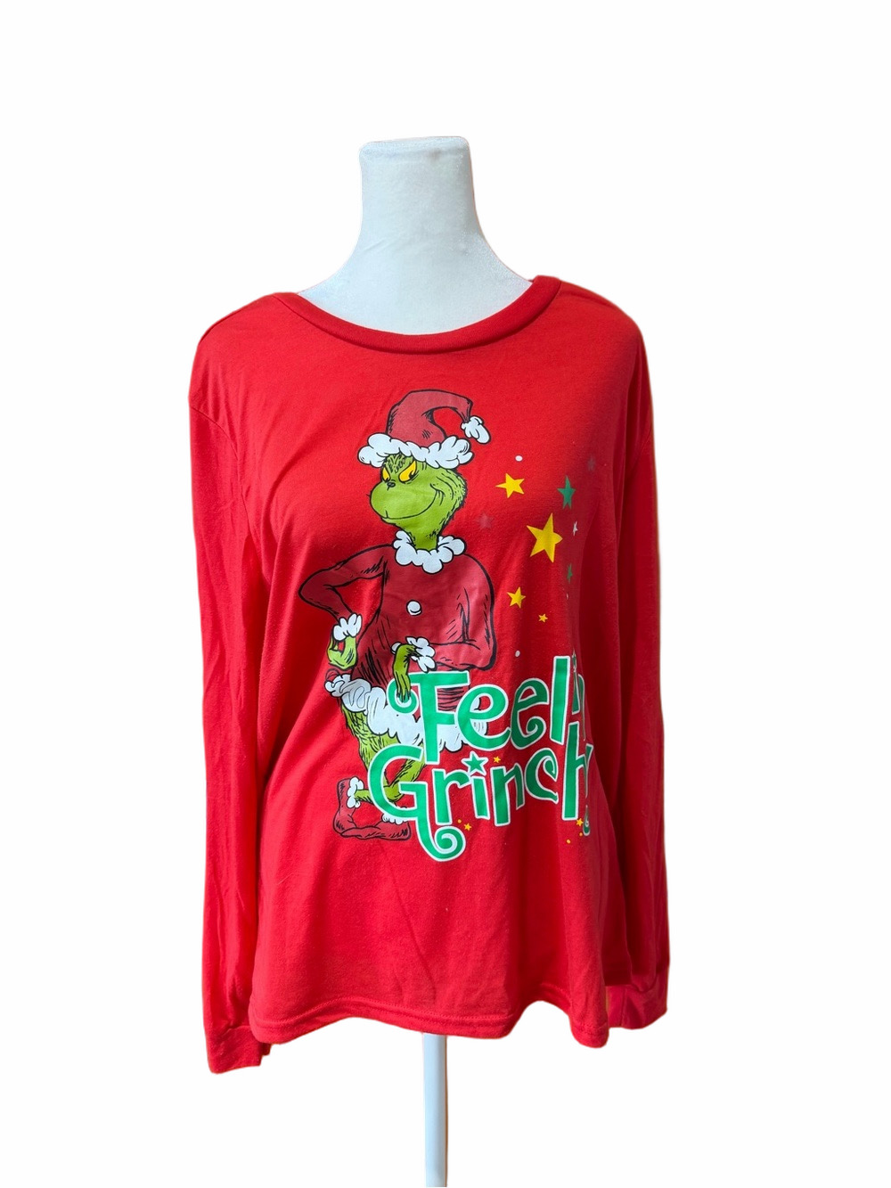 Red 'Feel Grinch' Holiday Long Sleeve Pajama Top